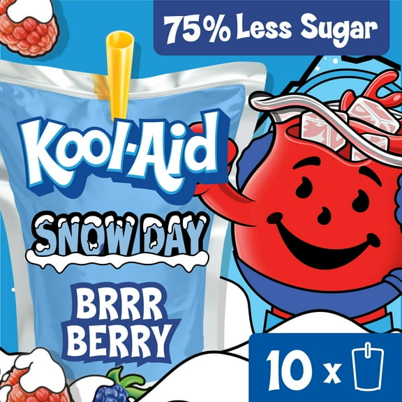 Kool-Aid Snow Day Brrr Berry Flavored Drink, 10 Ct Box, 6 oz Pouches, Liquids