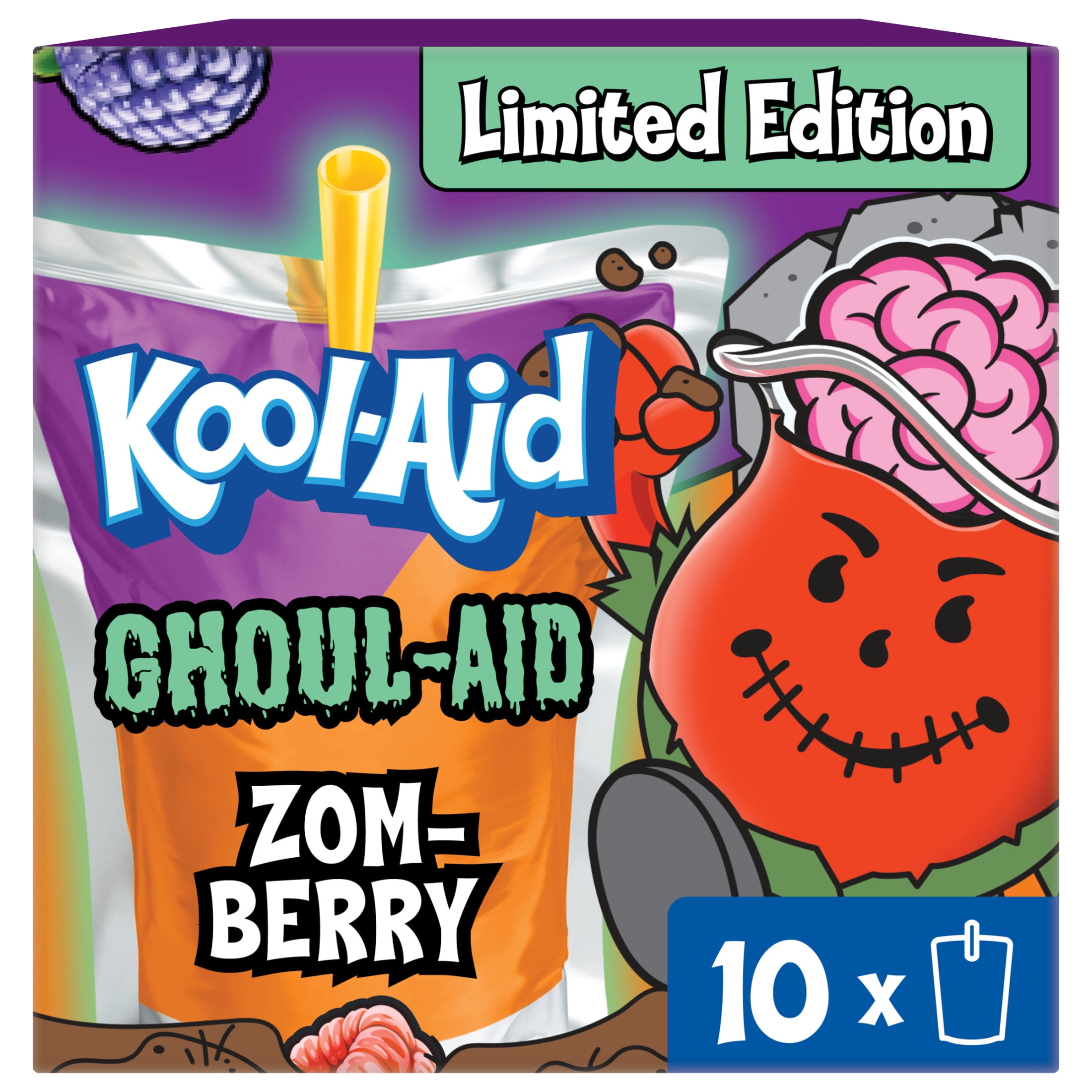 Kool-Aid Snow Day Brrr Berry Drink Pouches, 10 Ct, 6 oz, Vitamin C