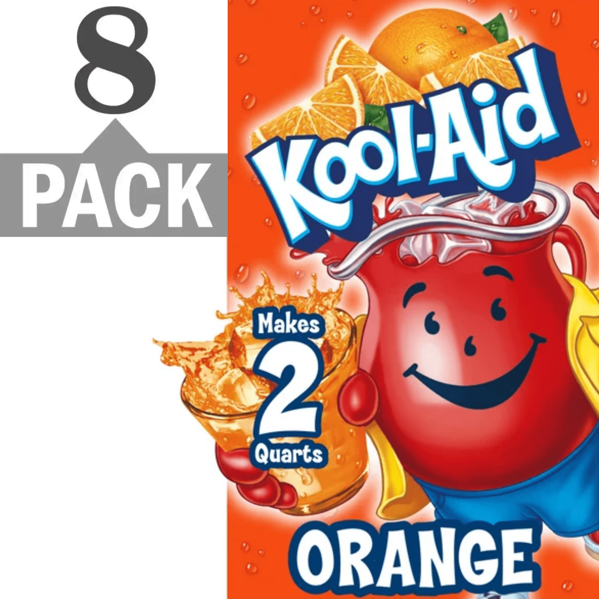 Kool-Aid Orange Powdered Drink Mix 0.15 Oz, Unsweetened, 8 Pack