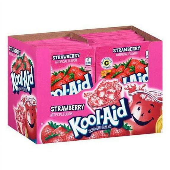 Kool-Aid Soft Drink Mix Strawberry Flavor Unsweetened, Caffeine Free 0.14OZ., (48 Pack) Free Bonus Sampler(s) Included With Offer Beverage and Flavor May Vary