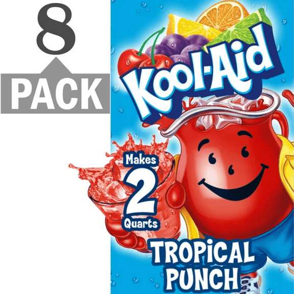 Kool-Aid Soft Drink Mix Tropical Punch Unsweetened, Caffeine Free 0.17 Oz., (8 Pack) Free Bonus Sampler(s) Included With Offer Beverage and Flavor May Vary