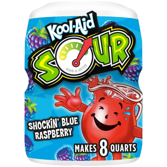 Kool-Aid Sour Shockin' Blue Raspberry Sugar-Sweetened Artificially Flavored Powdered Soft Drink Mix, 19 oz Canister