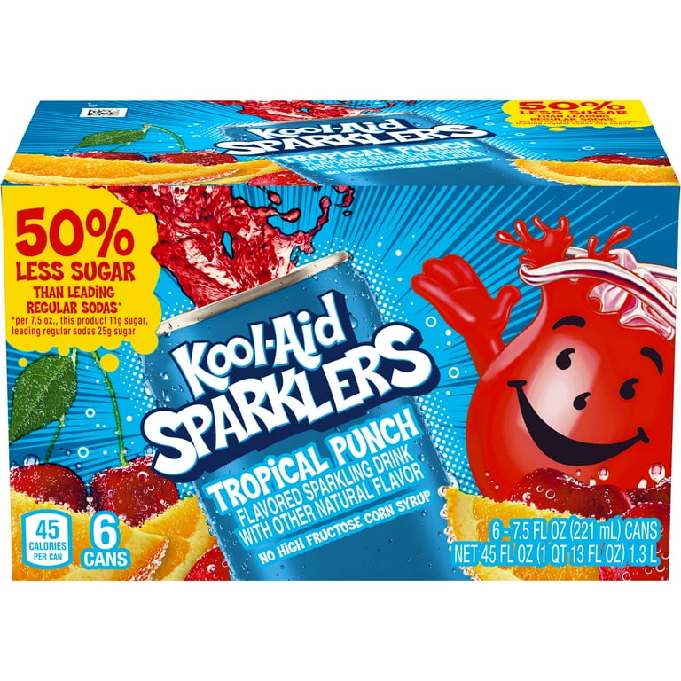 Kool-Aid Sparklers Tropical Punch Soda, 6 ct - 7.5 fl oz Cans