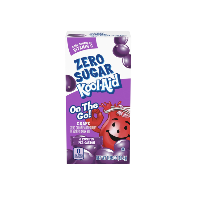 KoolAid SugarFree Grape OnTheGo Powdered Drink Mix 6 Count (Pack of