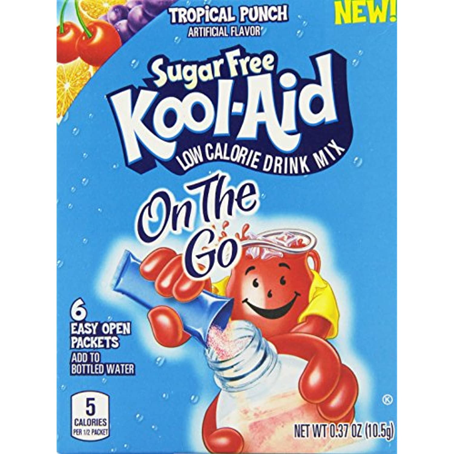 Kool-Aid Sugar Free On The Go Drink Mix, Tropical Punch, .37 Ounce (Pack Of 12)