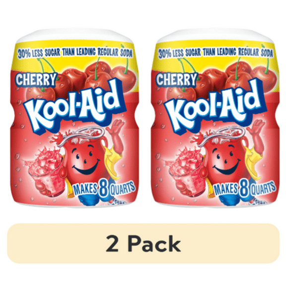 Kool-Aid Sugar-Sweetened Cherry Artificially Flavored Powdered Soft Drink Mix, 19 oz Canister (2 Canisters)