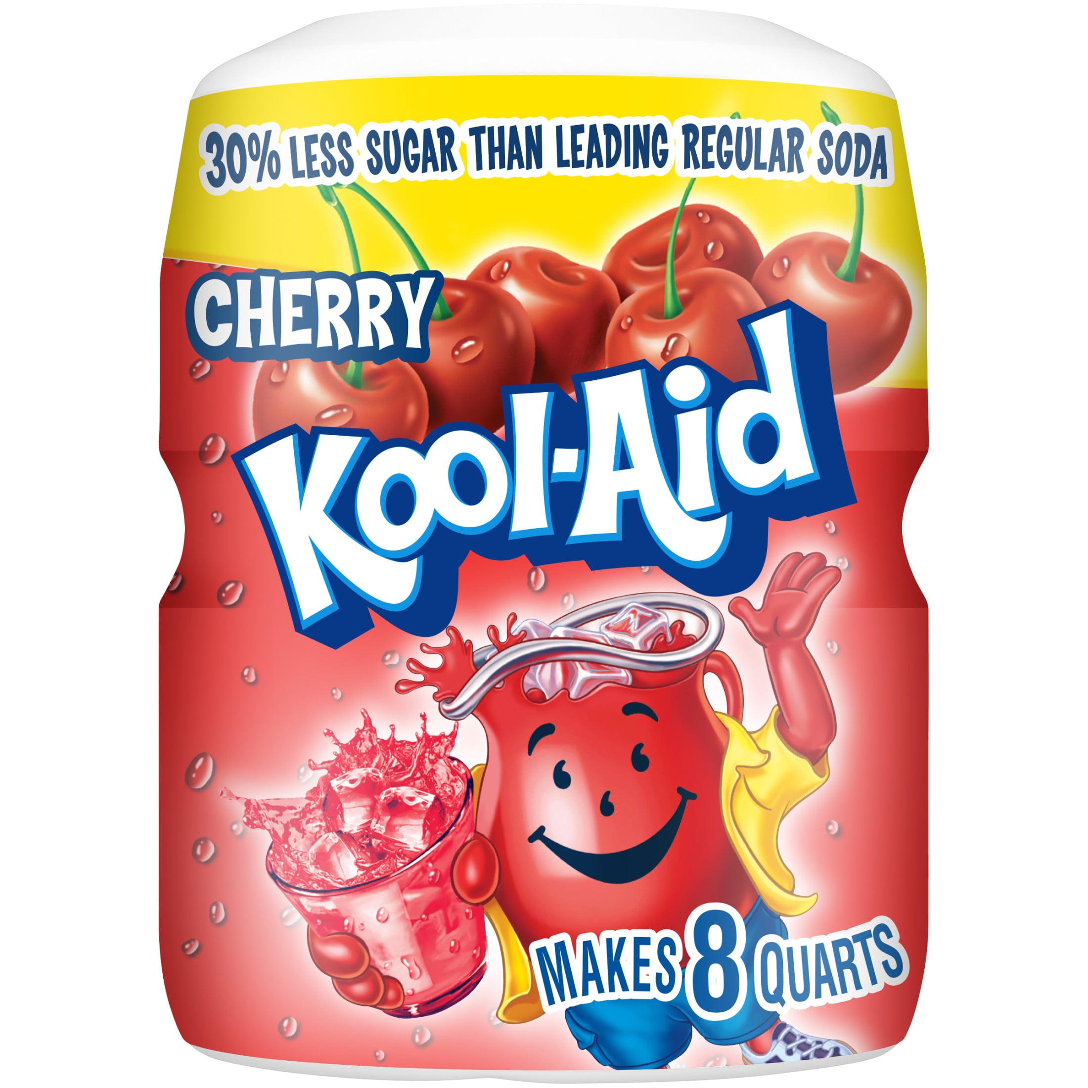 Kool-Aid Sugar-Sweetened Cherry Powdered Soft Drink Mix, 19 oz Canister, Powders