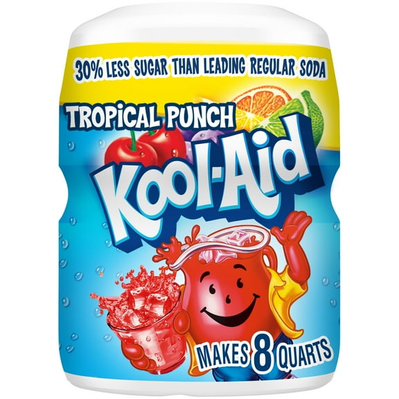 Kool-Aid Drink Mix, 1 Canister, for Flavorful Hydration and Shareable Refreshment, Tropical Punch, Good Source of Vitamin C, Caffeine Free, 19 oz