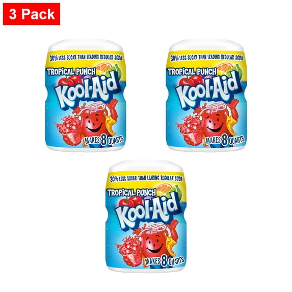 Kool-Aid Tropical Punch Drink Mix Canister 19 oz - 3 Pack