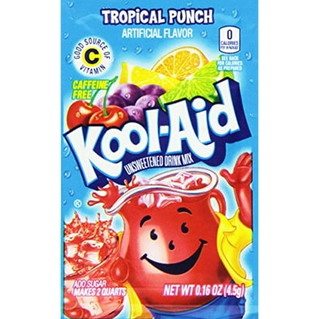 Kool-Aid Unsweetened Caffeine Free Tropical Punch Zero Calories Powdered Drink Mix 192 Count Pitcher Packets