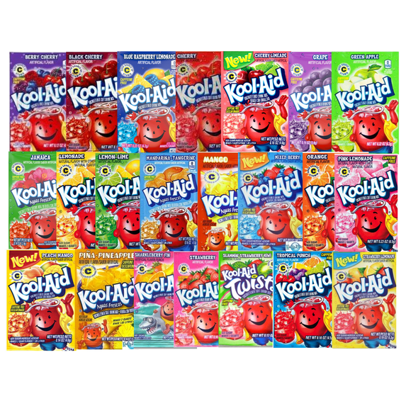 Kool-Aid Unsweetened Powder Drink Mix Mega Sampler Variety Pack - 22 Flavors - 1 packet of each flavor