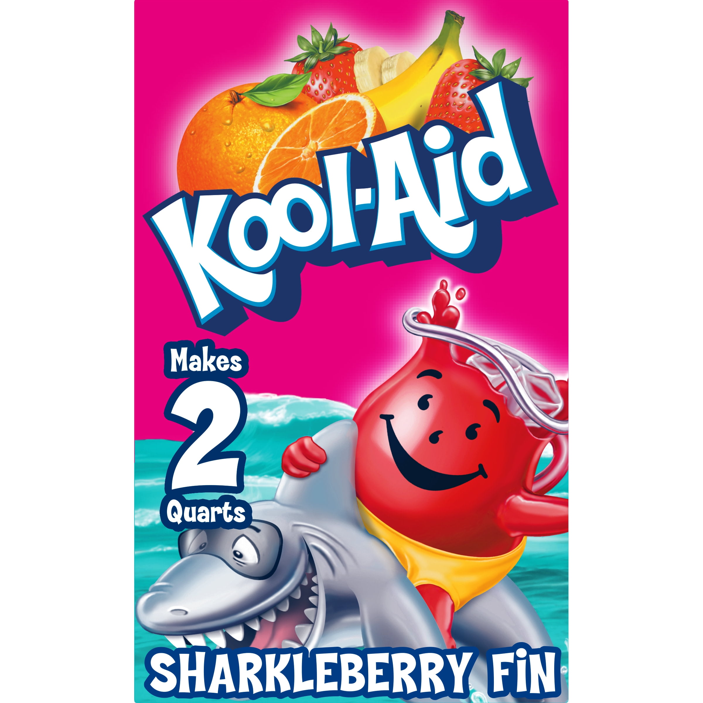 KoolAid Unsweetened Sharkleberry Fin Strawberry Orange Punch Artificially Flavored Powdered