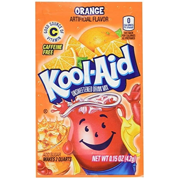 Kool-Aid Unsweetened Soft Drink Mix, Orange, 0.15 Ounce (Pack Of 48)