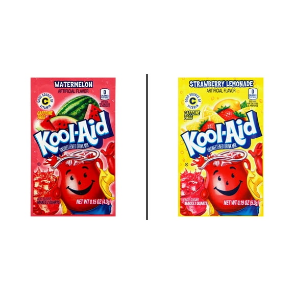 Kool-Aid Watermelon Unsweetened Drink Mix Each & Kool-Aid Strawberry Lemonade Unsweetened Drink Mix Each