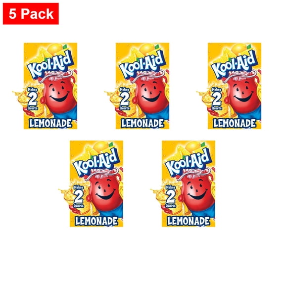 Kool-Aid Zero Sugar Lemonade Drink Mix Packet 0.23 oz - 5 Pack