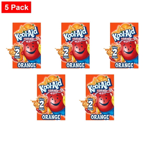Kool-Aid Zero Sugar Orange Drink Mix Packet 0.15 oz - 5 Pack