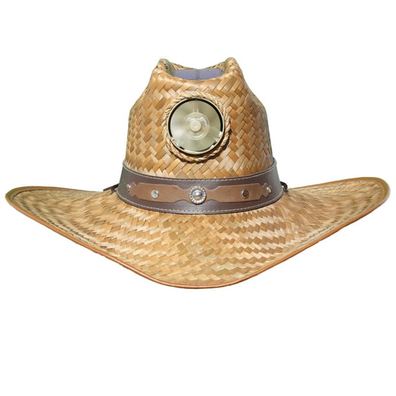 Kool Breeze Solar Cooling Straw Hat - Men's Cowboy with Band (L)