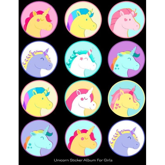 More Kool Kidz Unicorn Sticker Album For Girls: 100 Plus Pages For PERMANENT Sticker Collection, Activity Book For Girls, Black - 8.5 b, Book 15, (Paperback)