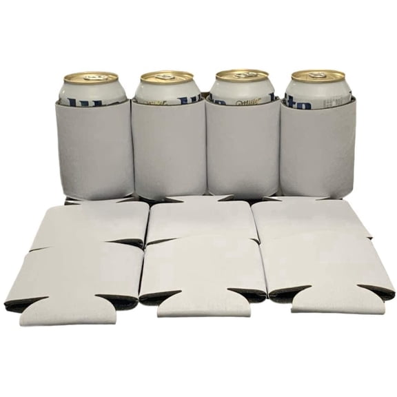 KP KOOL PRODUCTS Blank Beer Can Cooler Sleeves, Plain Bulk Collapsible Soda Cover Coolies Pack of 25, DIY Personalized Sublimation Sleeves for All Kind of Occasions and Parties