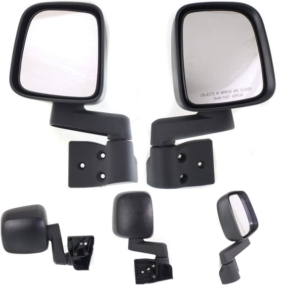 Kool Vue Textured Black Jeep Wrangler TJ Exterior Mirrors Set of 2 for 2003-2006, Manual Folding