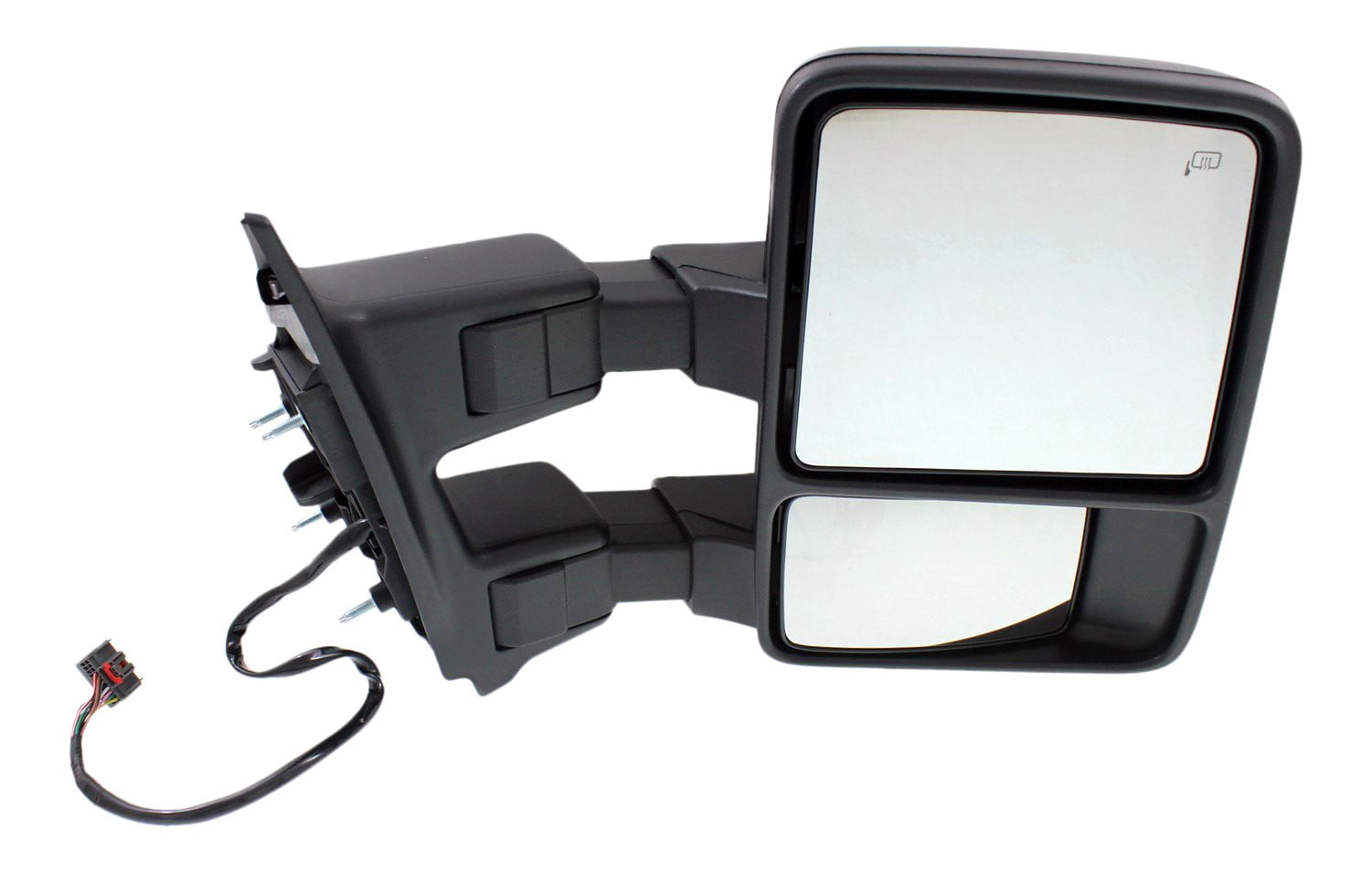 Kool Vue Towing Mirror Compatible With 2008-2010 Ford F-250 Super Duty F-350 Right Passenger Side Heated w/ Blind Spot Corner Glass In-housing Signal Light Textured Black