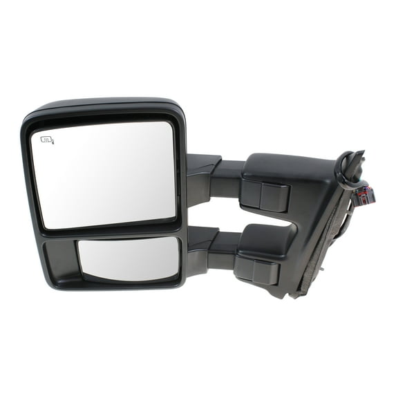 Kool Vue Towing Mirror Compatible With 2010-2012 Ford F-250 Super Duty F-350 Left Driver Side Heated w/ Blind Spot Corner Glass In-housing Signal Light Textured Black