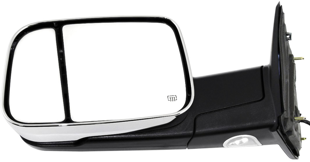 Towing Mirror Compatible With 2011-2012 Ram 1500 2010 Dodge 3500 Left Driver Side Heated w/ Blind Spot Corner Glass In-housing Signal Light Chrome Kool-Vue