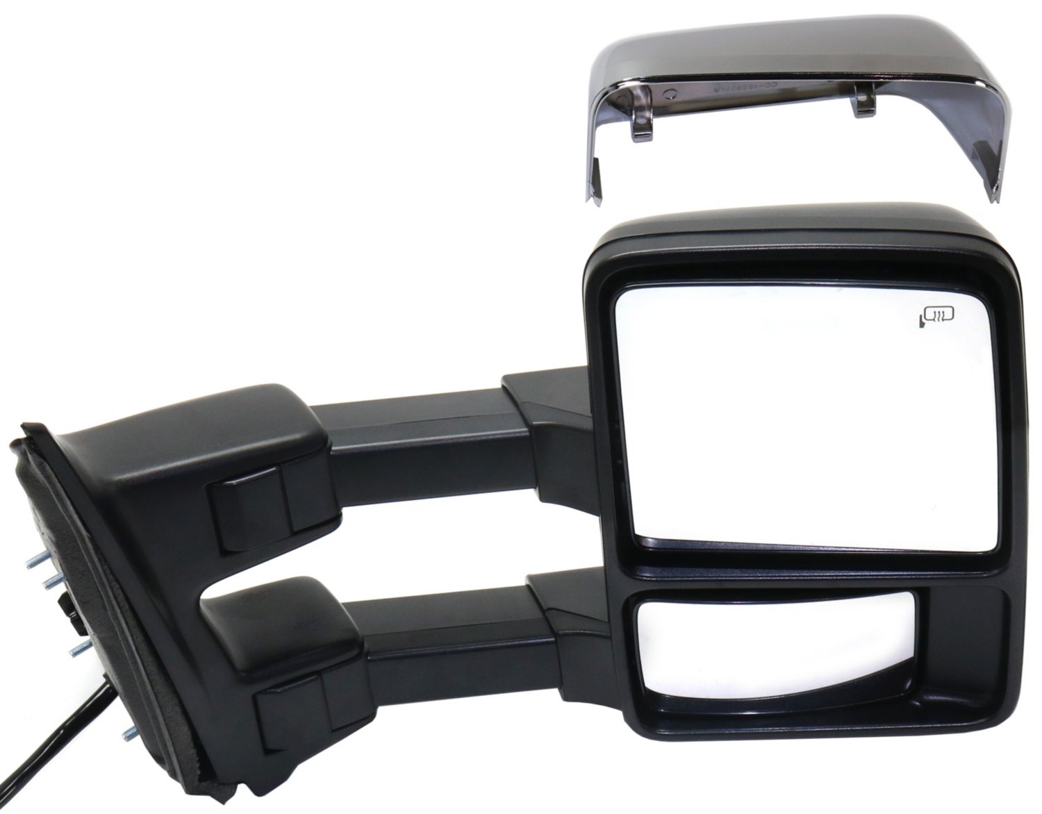 Kool Vue Towing Mirror Compatible With 2011-2016 Ford F-250 Super Duty F-350 Right Passenger Side Heated In-housing Signal Light 1 Chrome and Paintable Cap Kool-Vue