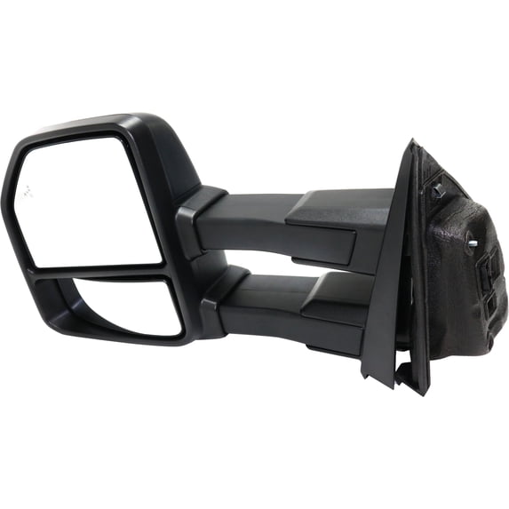 Kool Vue Towing Mirror Compatible With 2015-2018 Ford F-150 Left Driver Side Heated w/ Blind Spot Detection in Glass In-housing Signal Light Textured Black