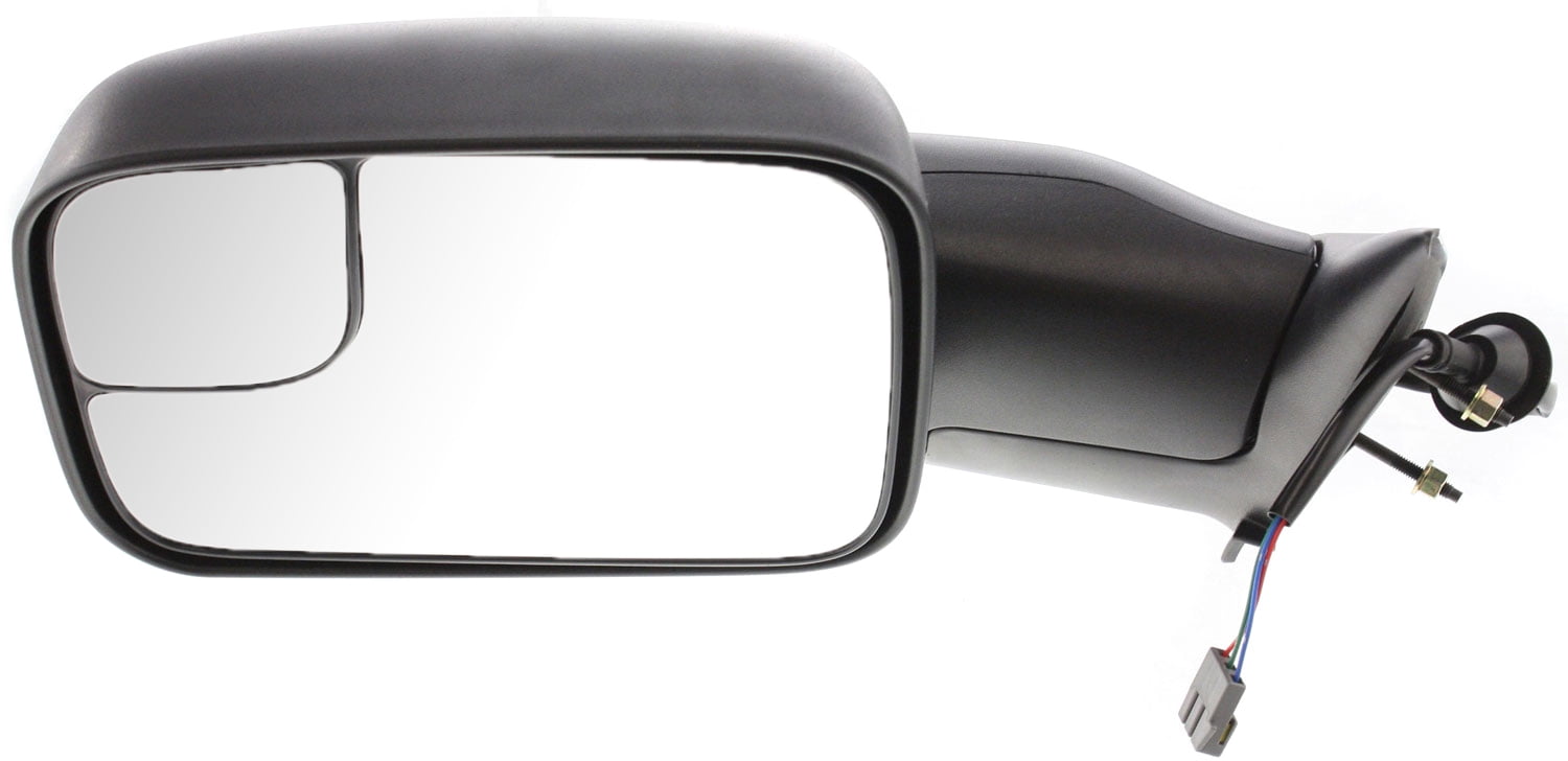 Towing Mirror Compatible With 1994-1997 Dodge Ram 3500 2500 Left Driver Side w/ Blind Spot Corner Glass Textured Black Kool-Vue