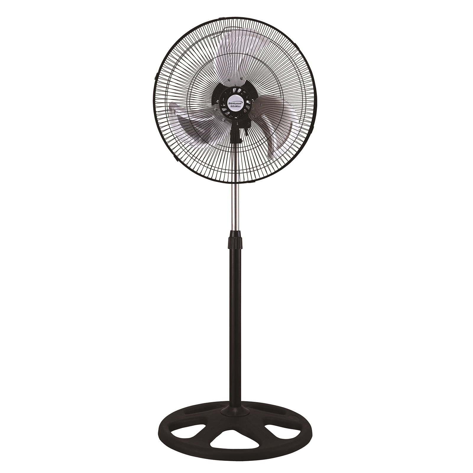 Jet Black 18-Inch Adjustable Height Oscillating Pedestal Fan