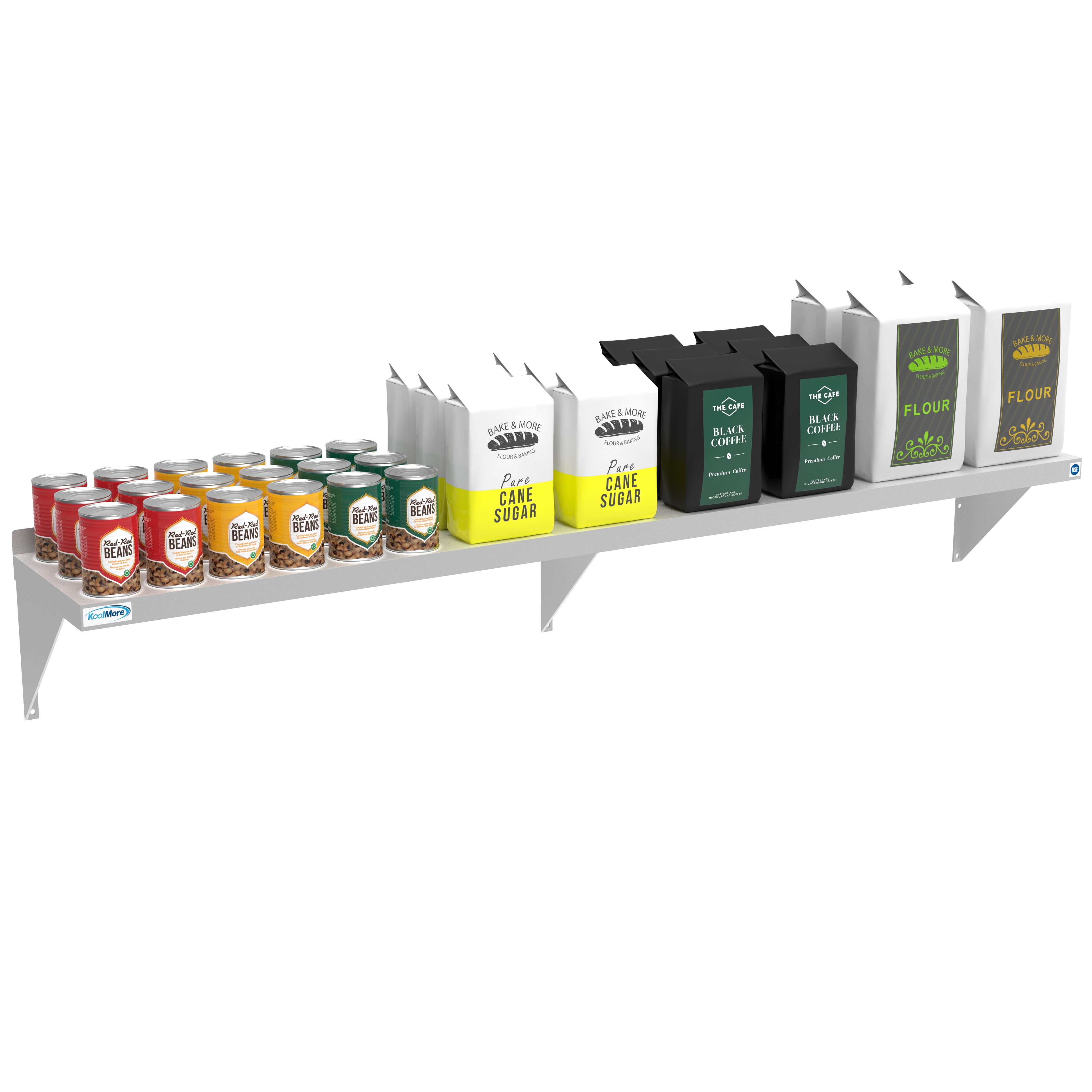 KoolMore 12" x 72" 18-Gauge Stainless-Steel Heavy Duty Wall Shelf