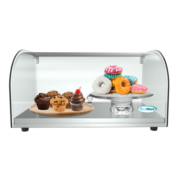 KoolMore 22 in. Commercial Bakery Display Case with Front Curved Glass and Rear Door.