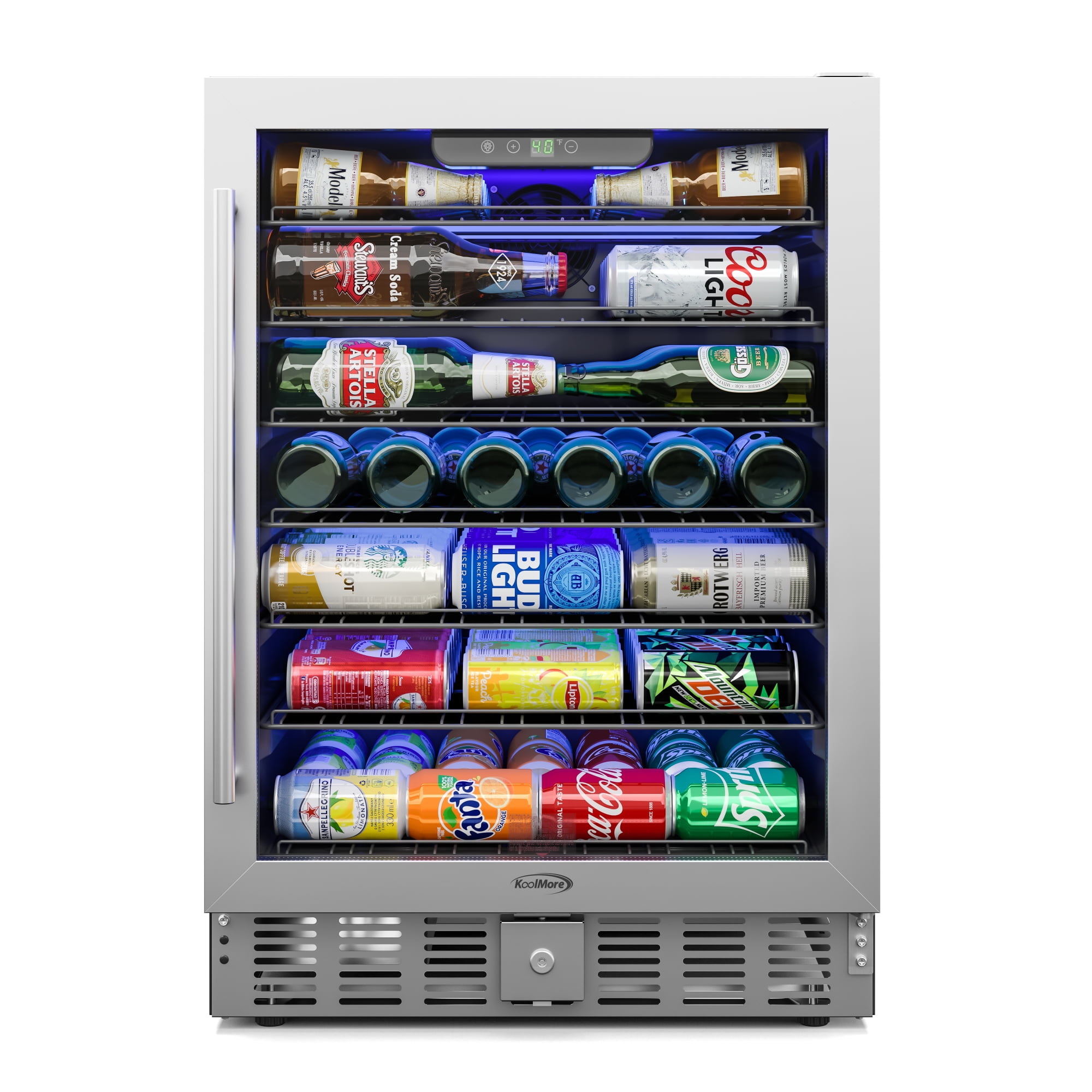 23.4 in. Stainless Steel Glass-Door Built-In Beverage Cooler