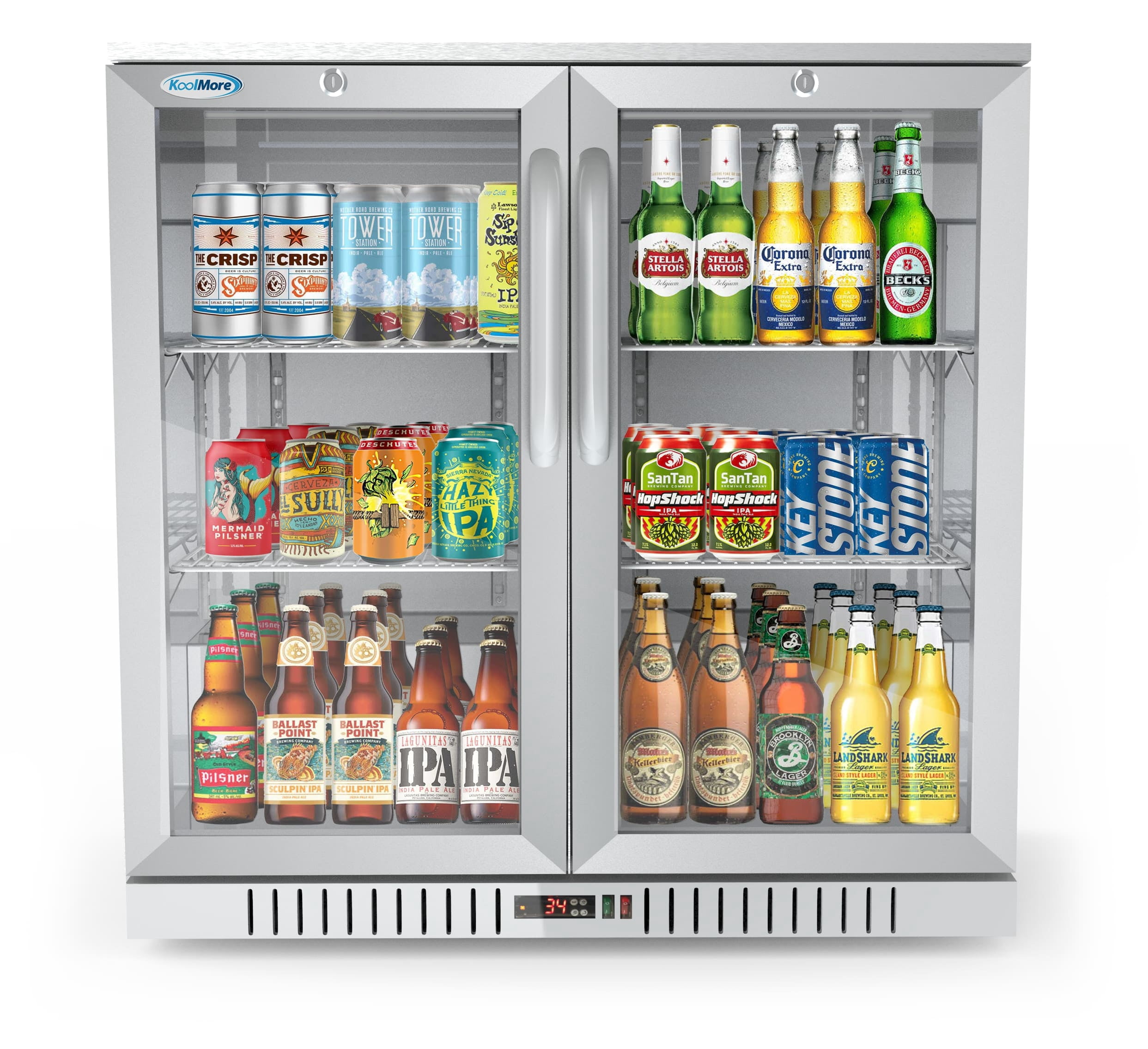 KoolMore 35 in. Two-Door Back Bar Refrigerator  7.4 Cu. ft.