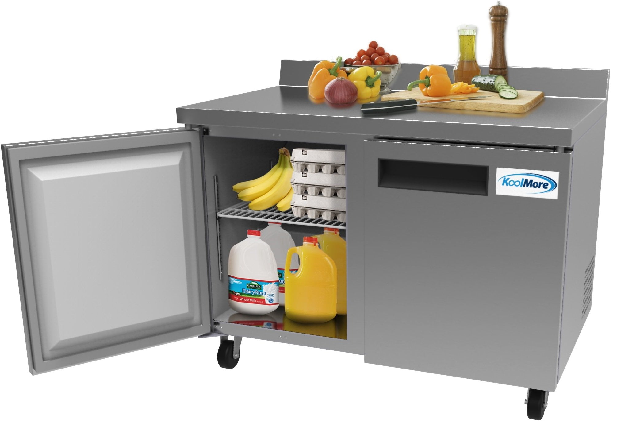 KoolMore 48 in. Commercial Two Door Worktop Refrigerator in Stainless Steel,  12 Cu. ft.