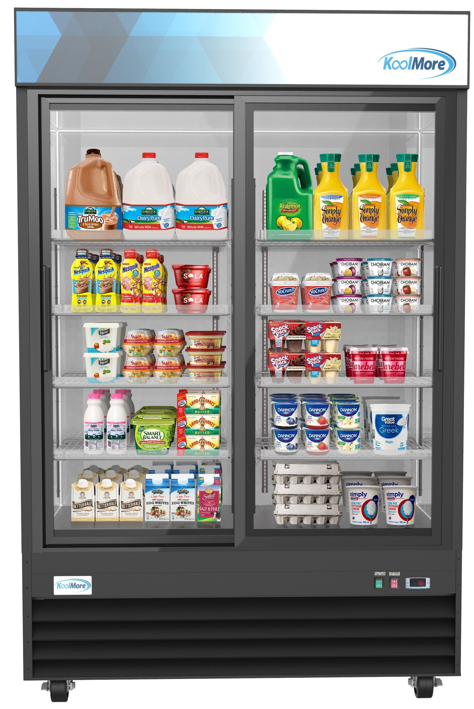 Black Double Door Glass Merchandiser Refrigerator with Wire Shelves