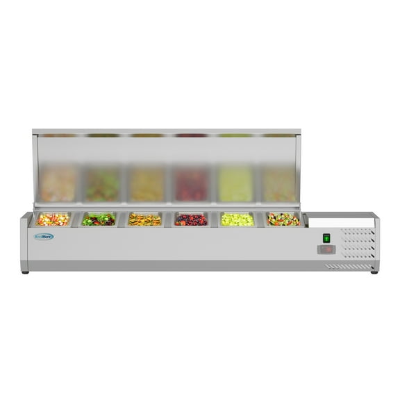 KoolMore 59 in. Six Pan Refrigerated Countertop Condiment Prep Station.