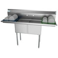 thumbnail image 1 of KoolMore 60 in. Two Compartment Stainless Steel Commercial Sink with 2 Drainboards, Bowl Size 15"x 15"x 12", 1 of 9