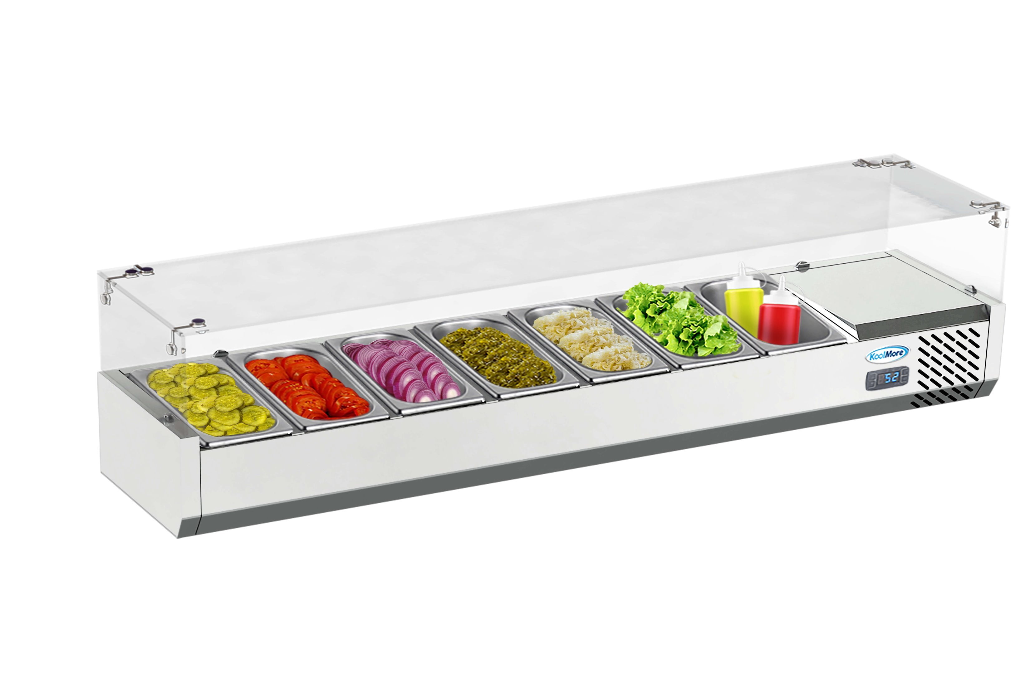 https://i5.walmartimages.com/seo/KoolMore-71-in-Eight-Pan-Refrigerated-Countertop-Condiment-Prep-Station-with-Sneeze-Guard_5e988b77-3687-4da5-a735-fbef64130fd3_1.c333e43072cd11af853692b878aa1ad7.jpeg