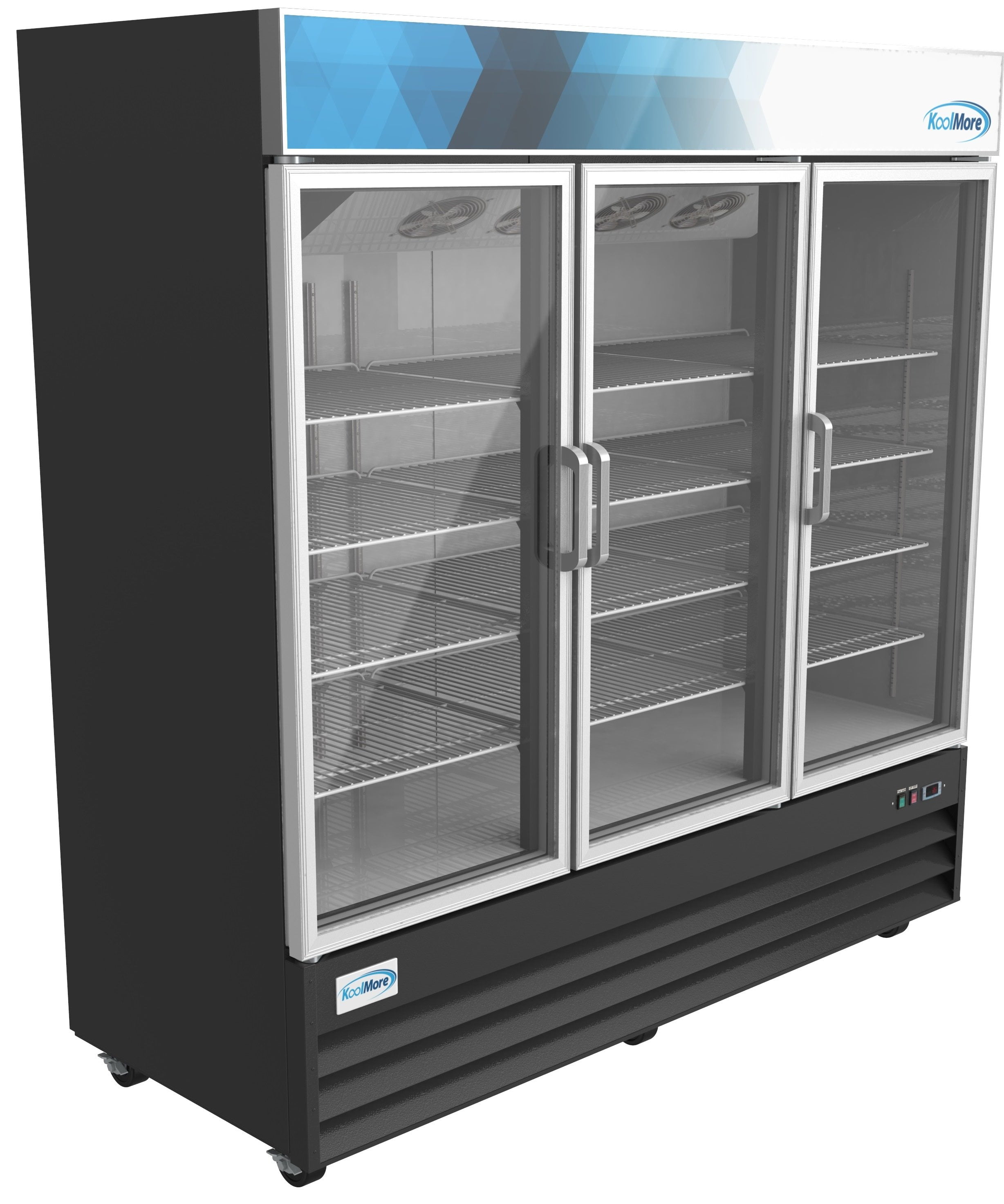 Koolmore 78 1/4" Commercial Glass 3 Door Display Refrigerator Merchandiser - Upright Beverage Cooler with LED Lighting - 53 Cu. Ft.