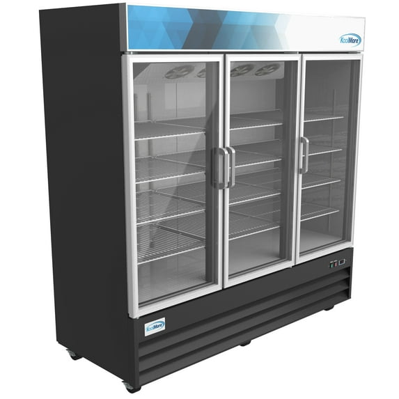 Koolmore 78 1/4" Commercial Glass 3 Door Display Refrigerator Merchandiser - Upright Beverage Cooler with LED Lighting - 53 Cu. Ft.