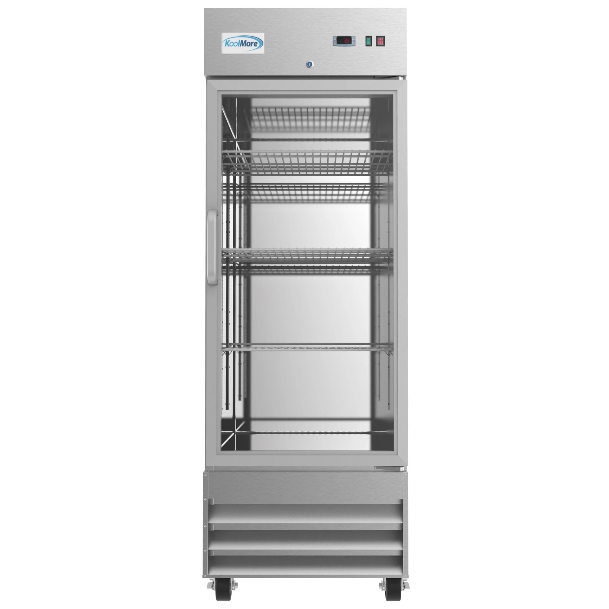 Koolmore 29" 1 Glass Door Stainless Steel Reach-in Refrigerator Cooler in Silver