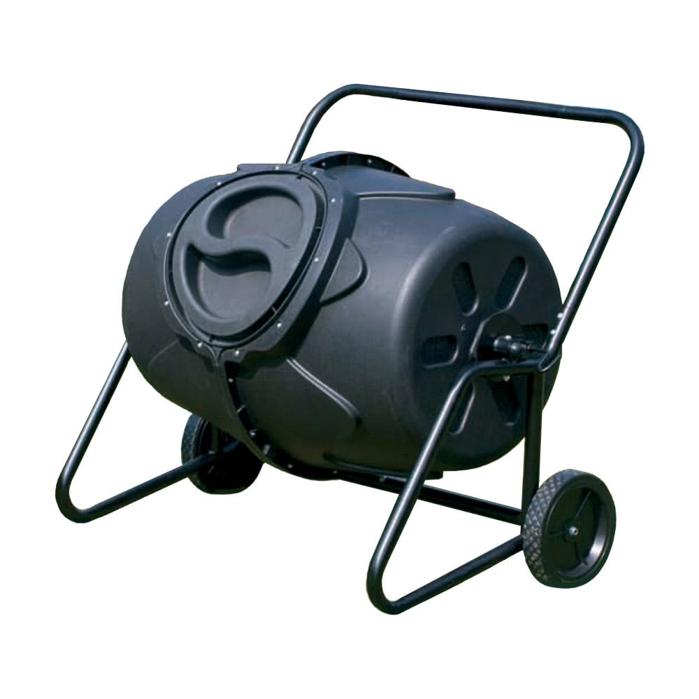 Black 50-Gallon Wheeled Tumbling Outdoor Composter with Steel Frame