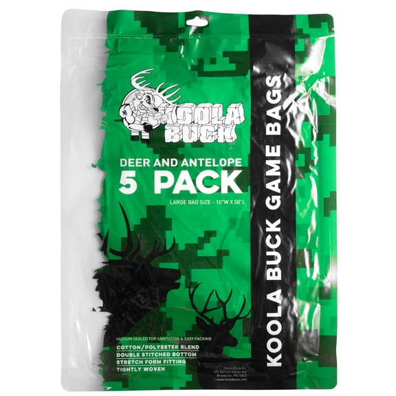 Koola Buck 5-Pack Reusable Hunting Game/Meat Bags Large Deer/Antelope Quarter Bags Reusable, Breathable & Stretchable | Vacuum Sealed for Easy Carry HUNT GAME BAG