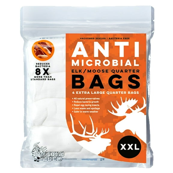 Koola Buck XXL Elk/Moose Quarter Anti-Microbial Game Bag Available in Packs of 4 Deer, Elk, or Moose Quarter Bags, or a Single Deer Body Bag | Reusable, Breathable & Stretchable Meat Bags | Vacuum