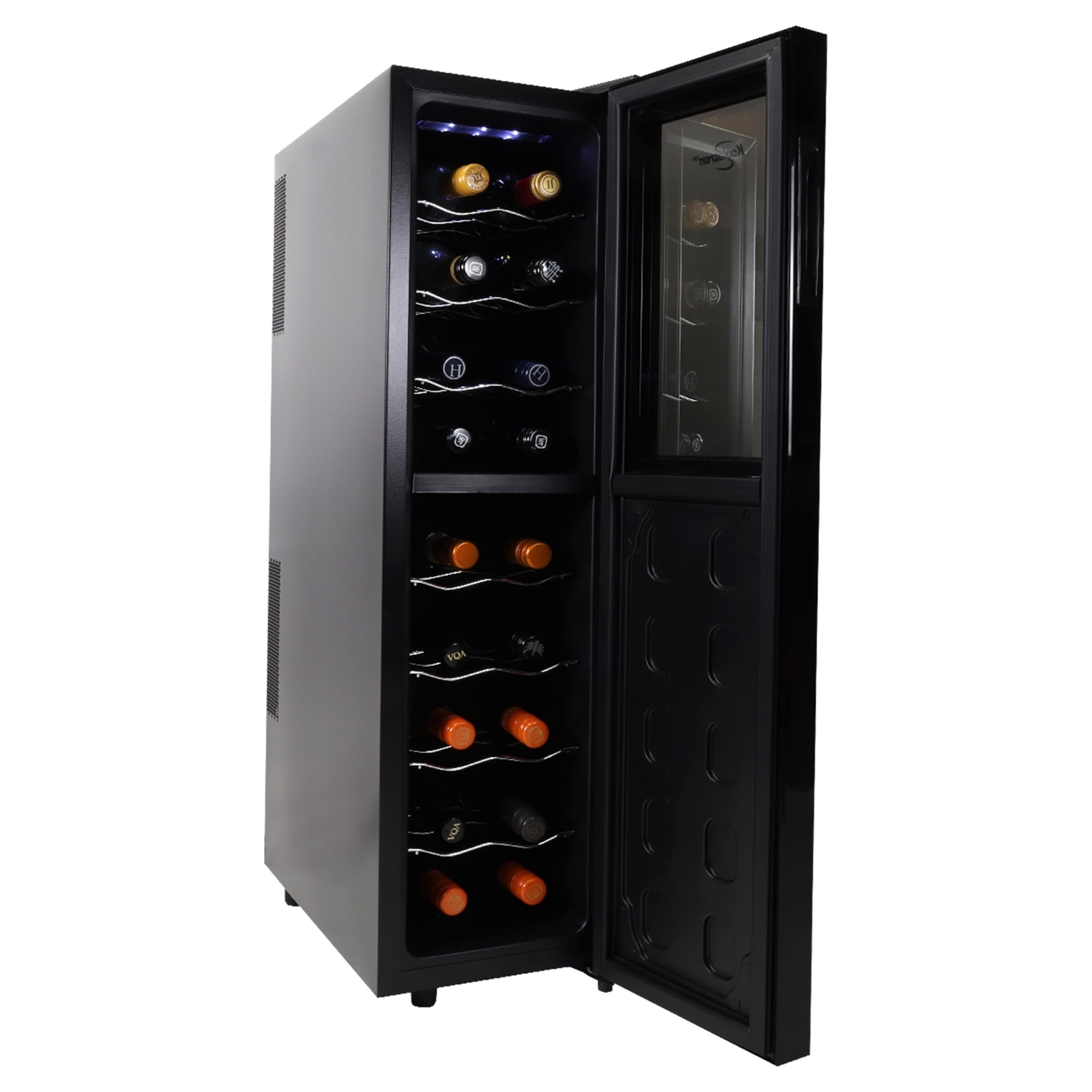 Black Dual Zone Thermoelectric Wine Cooler with Glass Doors