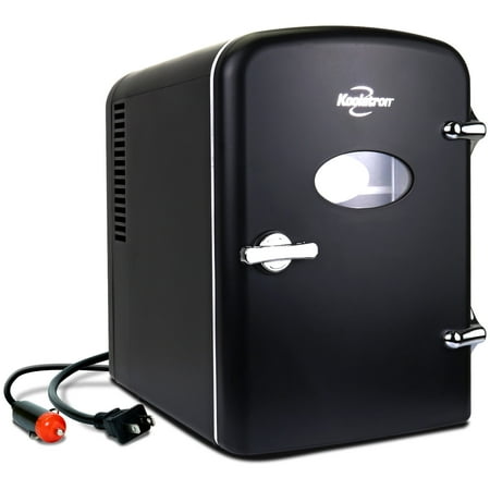 Koolatron 4L Retro Portable Mini Fridge 12V DC 110V 6 Can Cooler Black