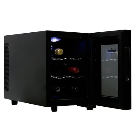 Koolatron 6 Bottle Wine Cooler, Black, 0.65 cu. ft. (16L) Freestanding Thermoelectric Wine Fridge