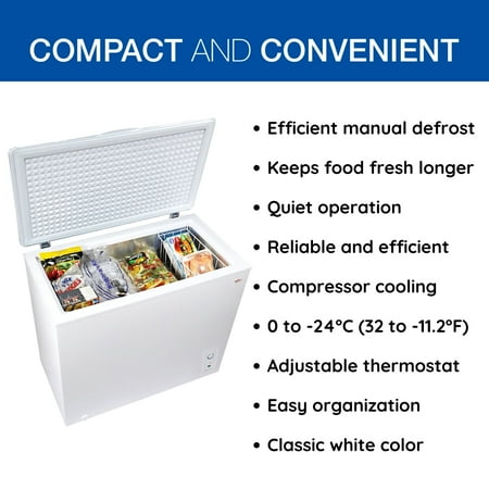 Koolatron Large Chest Freezer 7.0 cu ft (195L) White, Manual Defrost